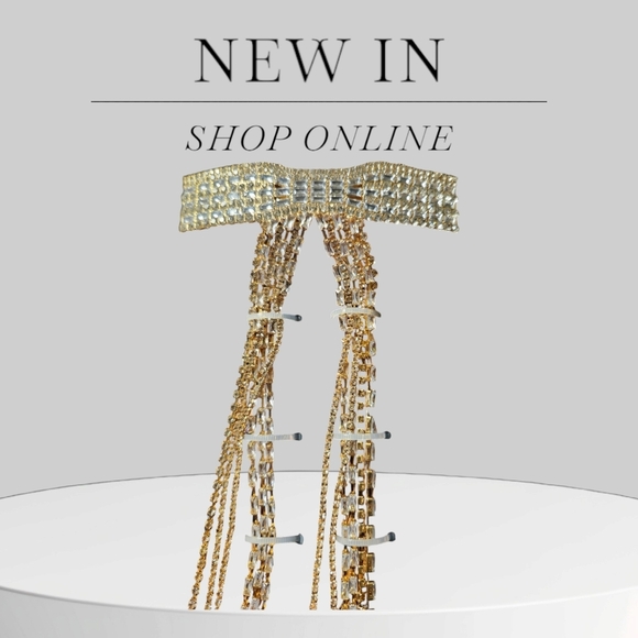 NWT Bling Bow Hair Barrette  Hair Accessory with Rhinestone & Jeweled Tassels - Picture 4 of 5